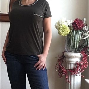 Hunter green bedazzled top