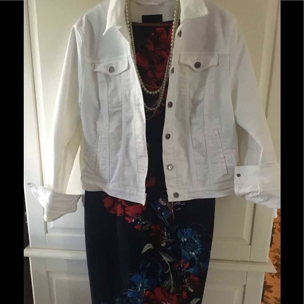London Times dark blue with large floral print