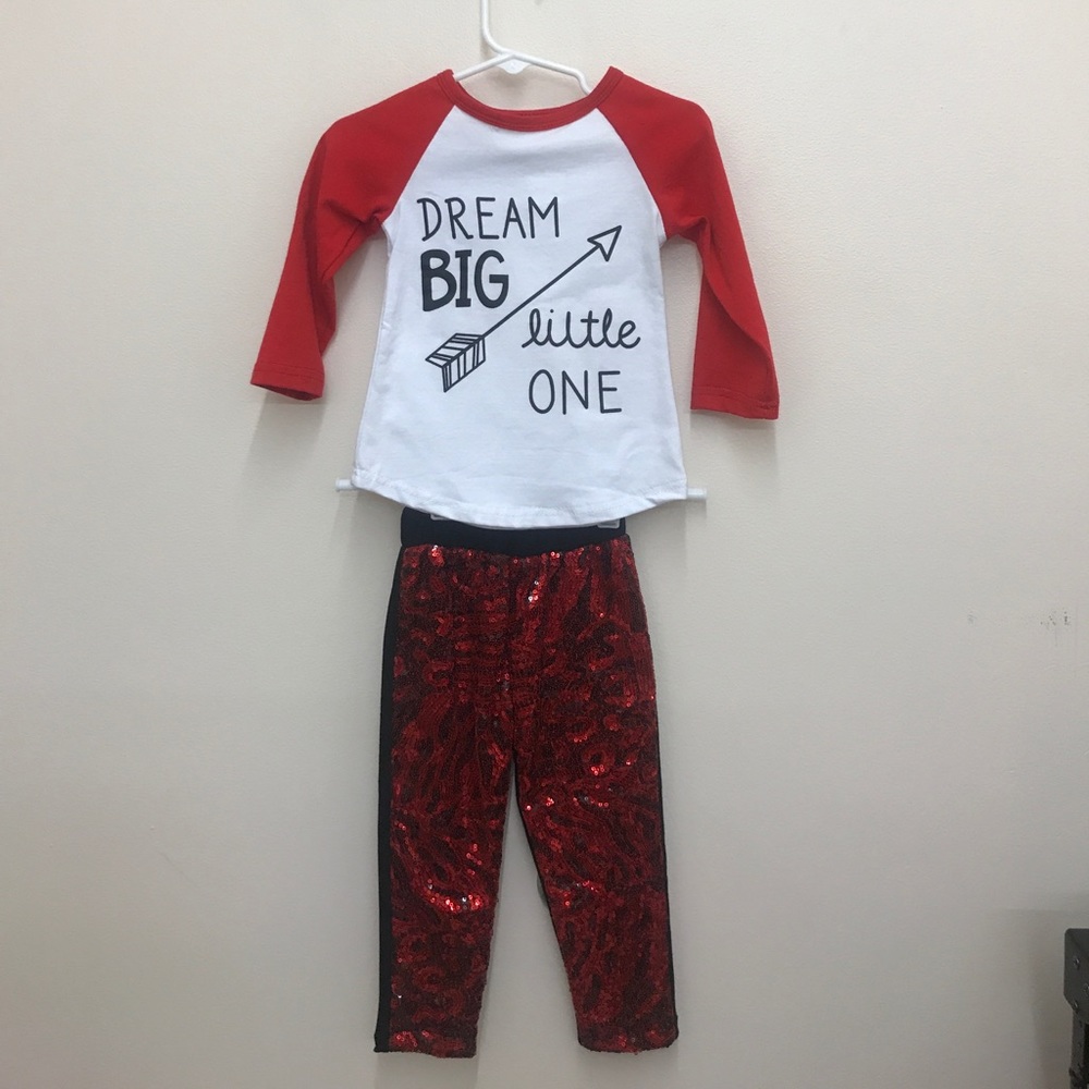2 piece matching girls outfit with sequence
