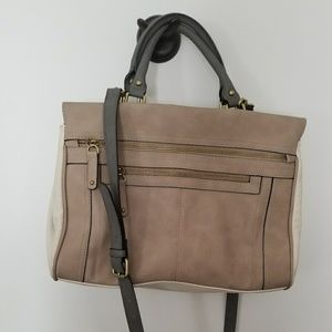 Target Merona faux leather purse, grey beige ivory