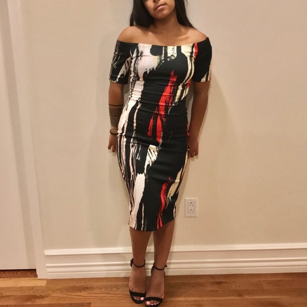 Printed off the shoulder dress