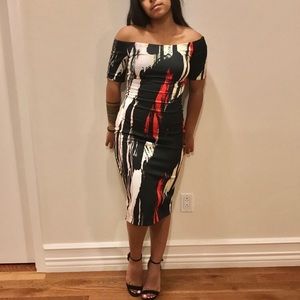 Printed off the shoulder dress
