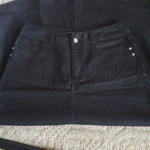 Black denim skirt