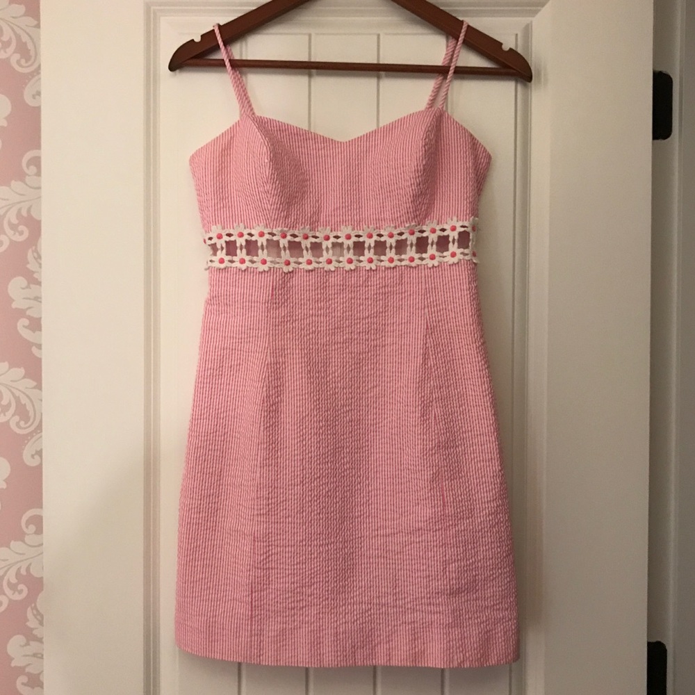 Lilly Pulitzer Sheena Seersucker Daisy Dress Pink