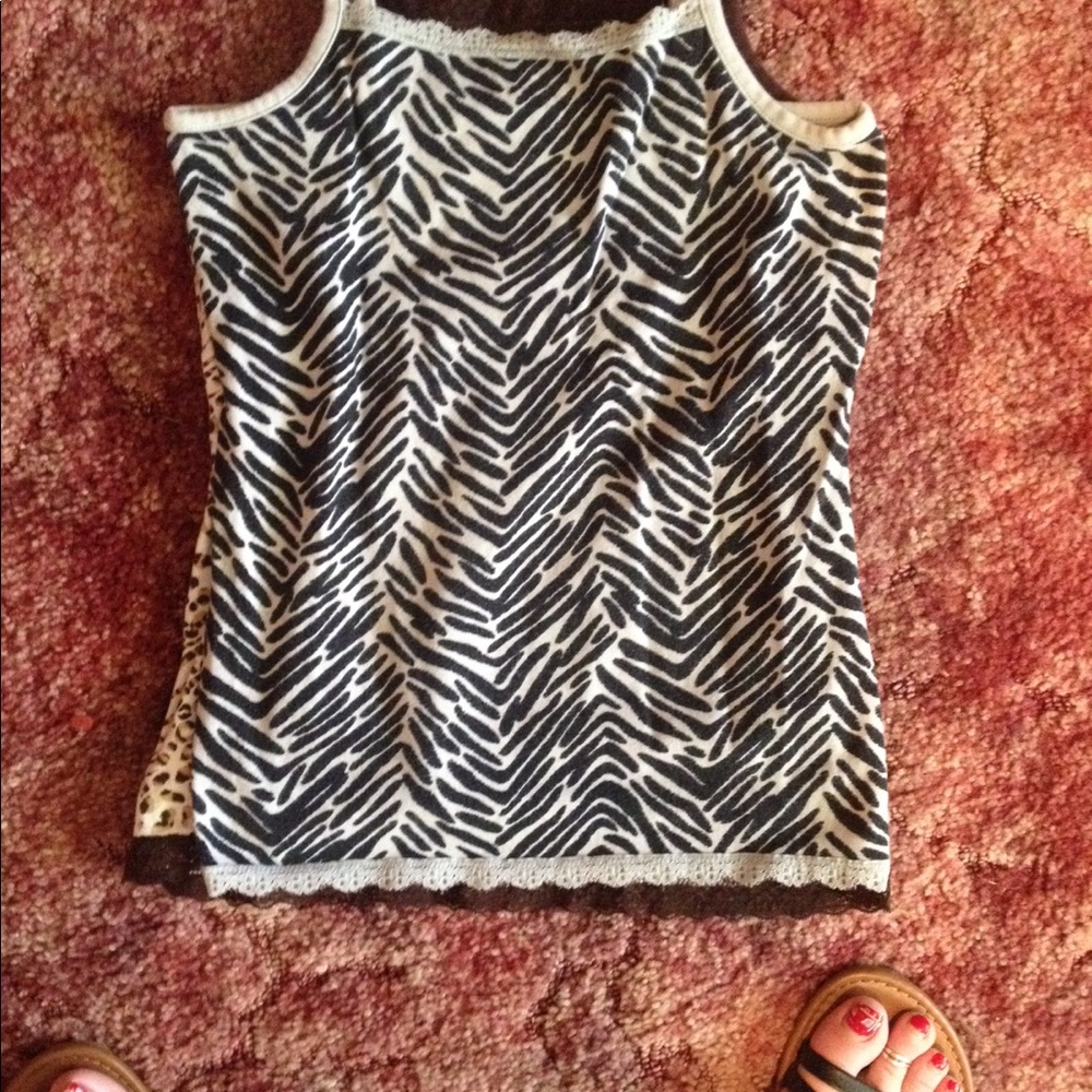 Girls zebra/cheetah print tank tops