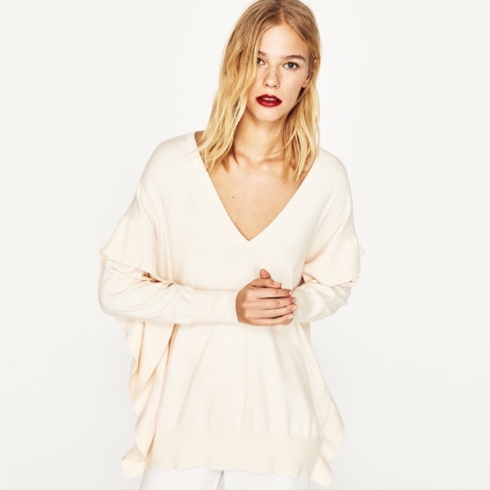 NWT Zara Flounce Sweater