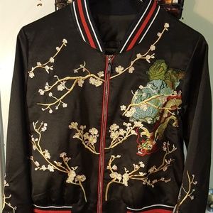 Embroidered Satin Cropped Jacket