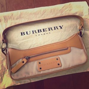 Burberry Beige Canvas Small Shoulder Purse