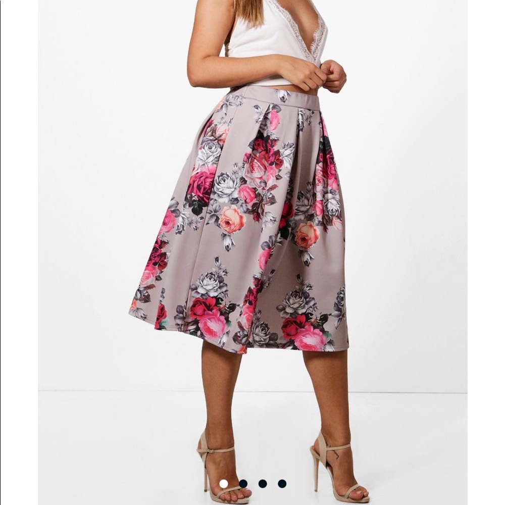 Scuba floral print skirt