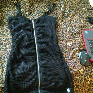 Lip service fishnet silver zip dress S