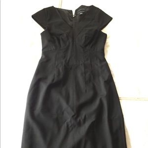 Banana Republic Black Wool Cap-sleeve Dress