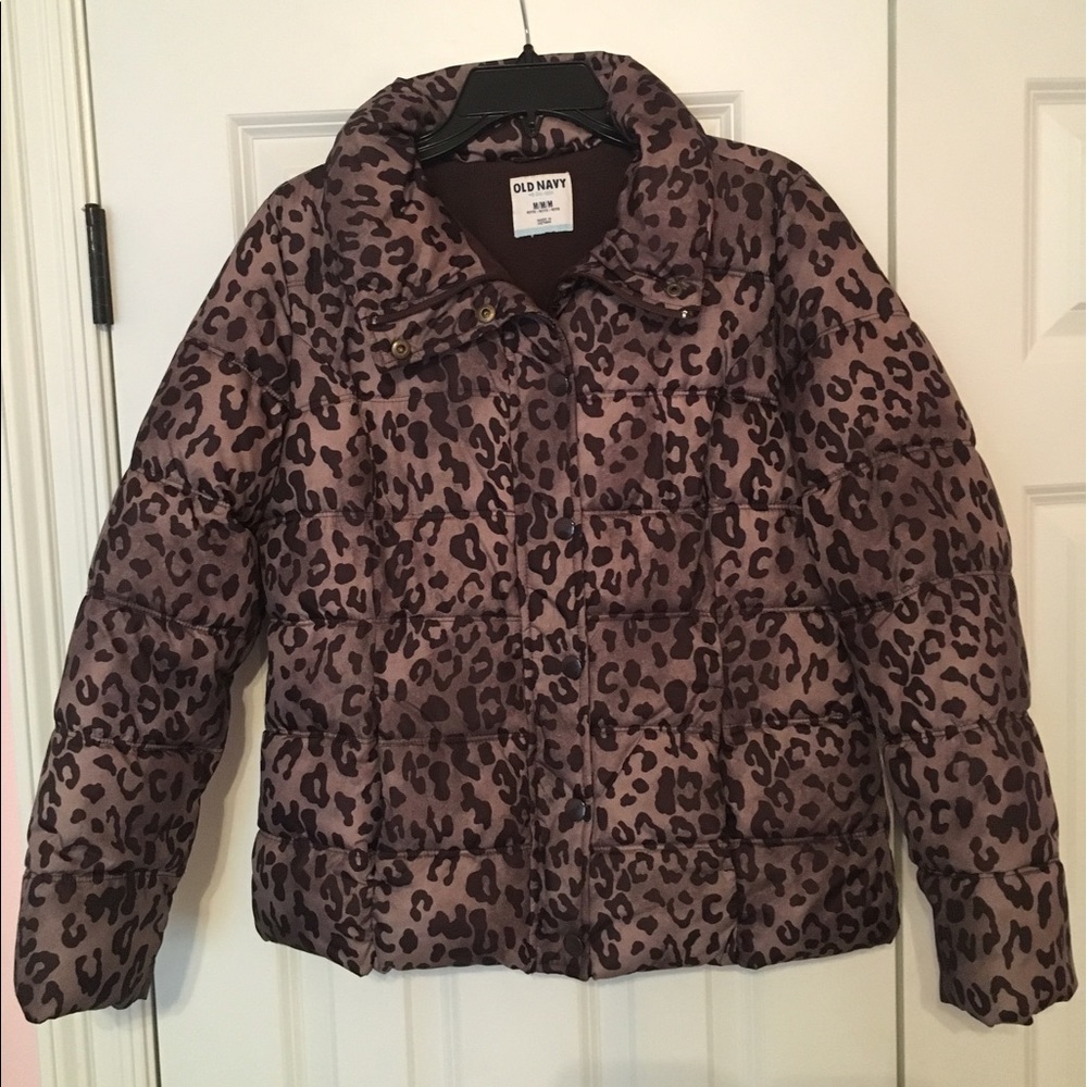 Girls' Old Navy Brown Leopard Puffer Jacket