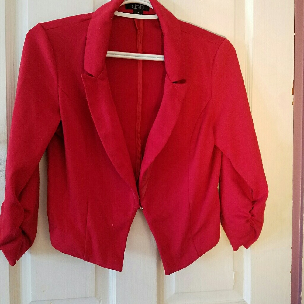 Red Crop 3/4 Sleeve Blazer Size S