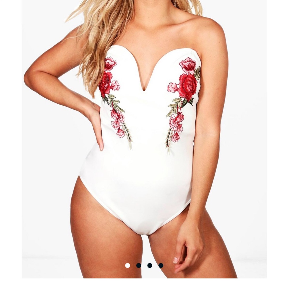 White plunge bodysuit
