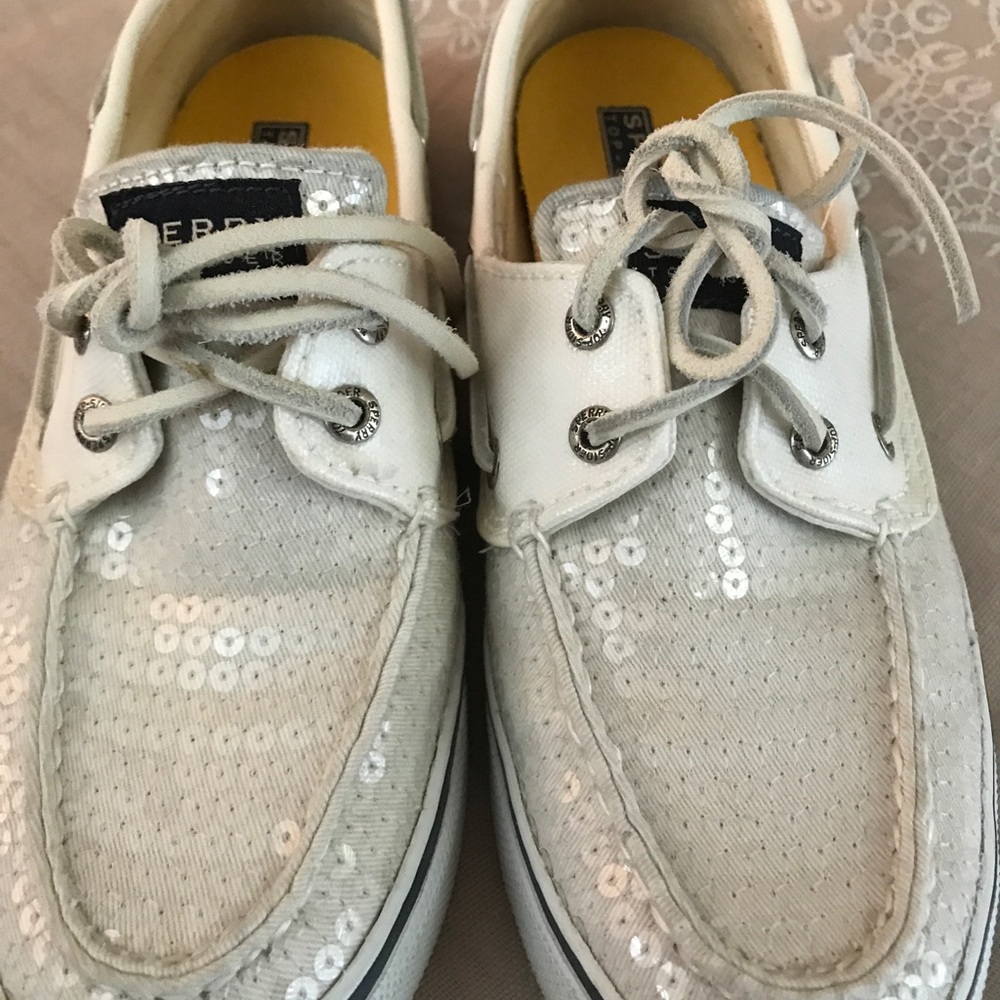 Women's Sparkly White Sperry's