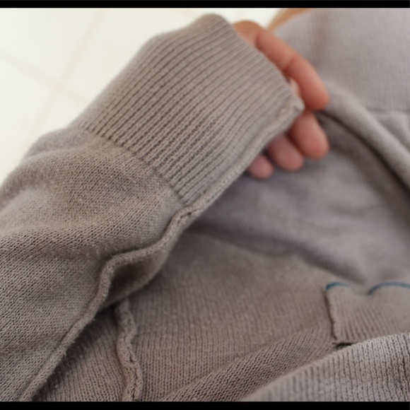 Nordstrom taupe cardigan with blue stitching S/M - Picture 7 of 8