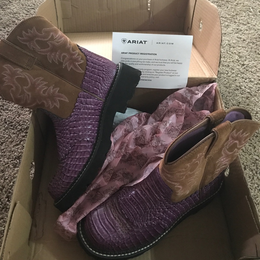 Artist Fatbaby Purple alligator boots