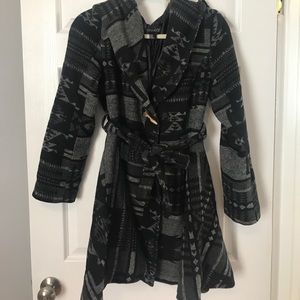 Aztec Print Boho Hooded forever 21 pea coat