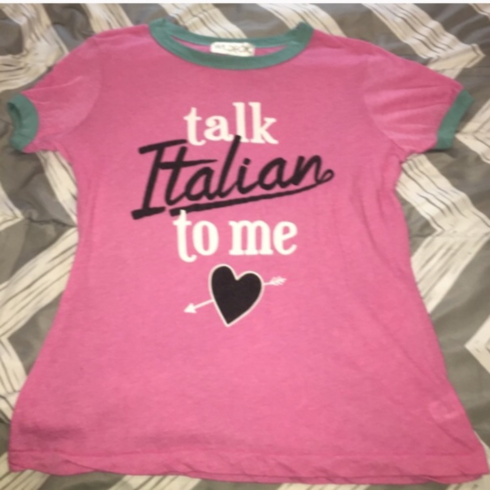 Wild fox 'Talk Italian to Me' ringer tee