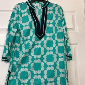 Crown & Ivy Turquoise, White, & Navy Top