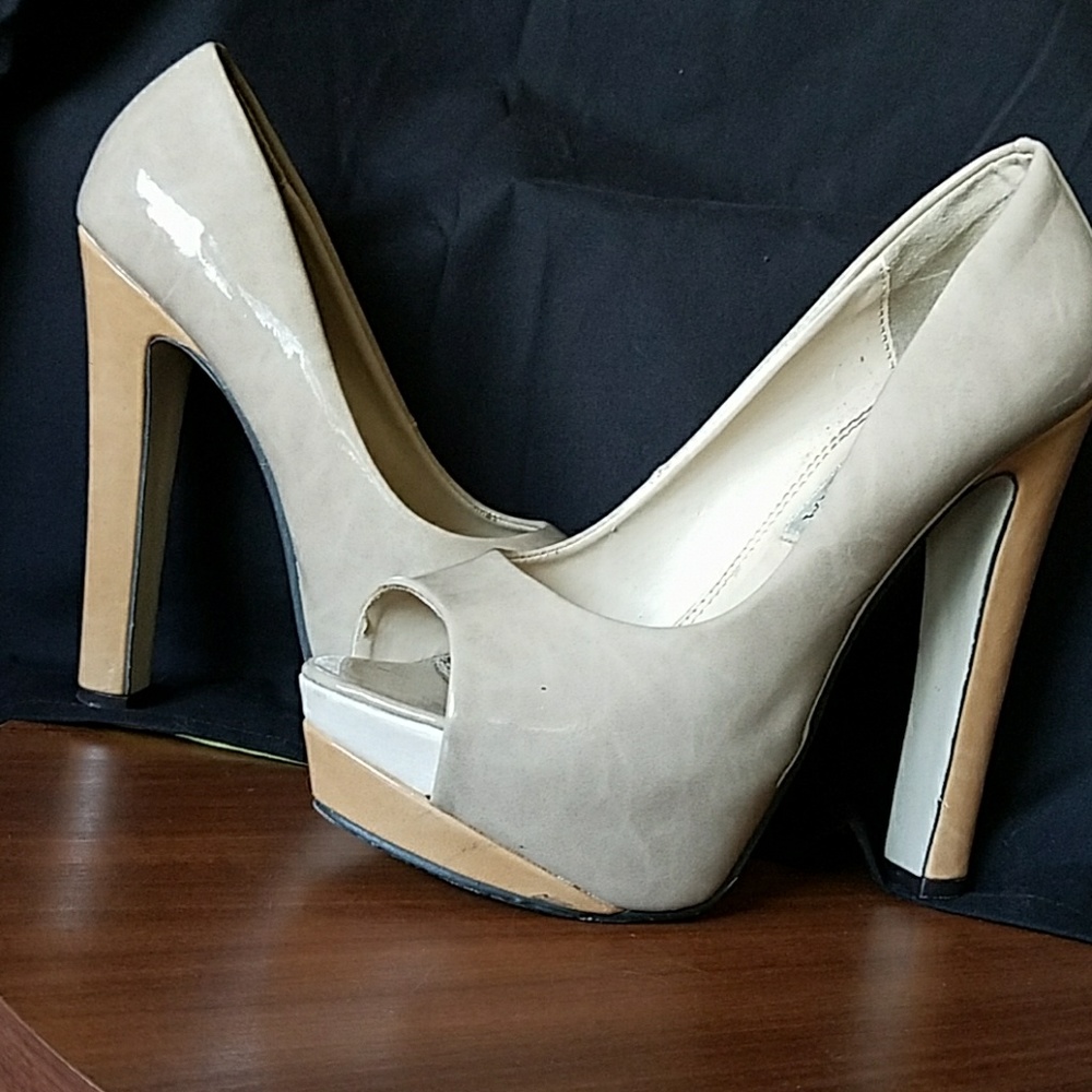 Tan high heels