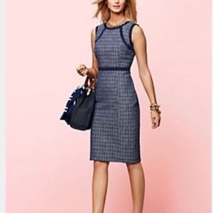 Talbots Blue Cotton Linen Tweed Shift Dress