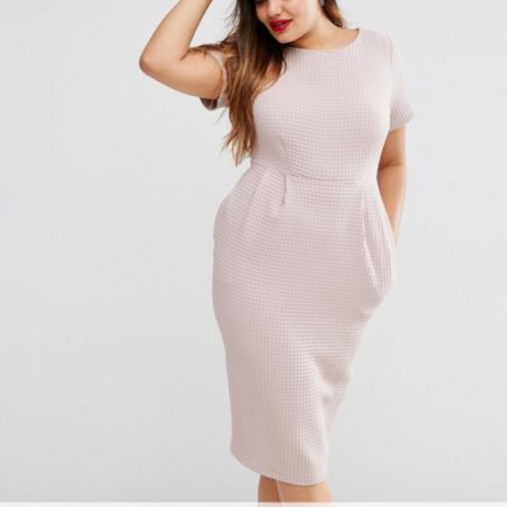 ASOS CURVE Midi Wiggle Dress In Texture