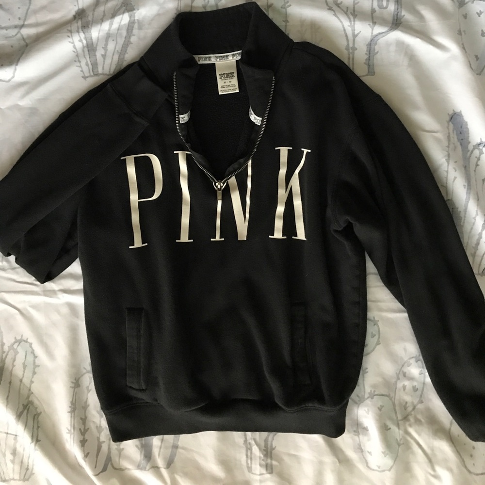 PINK size XS black crew fleece