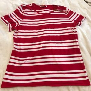 Michael Kors Red and White Striped Shirt
