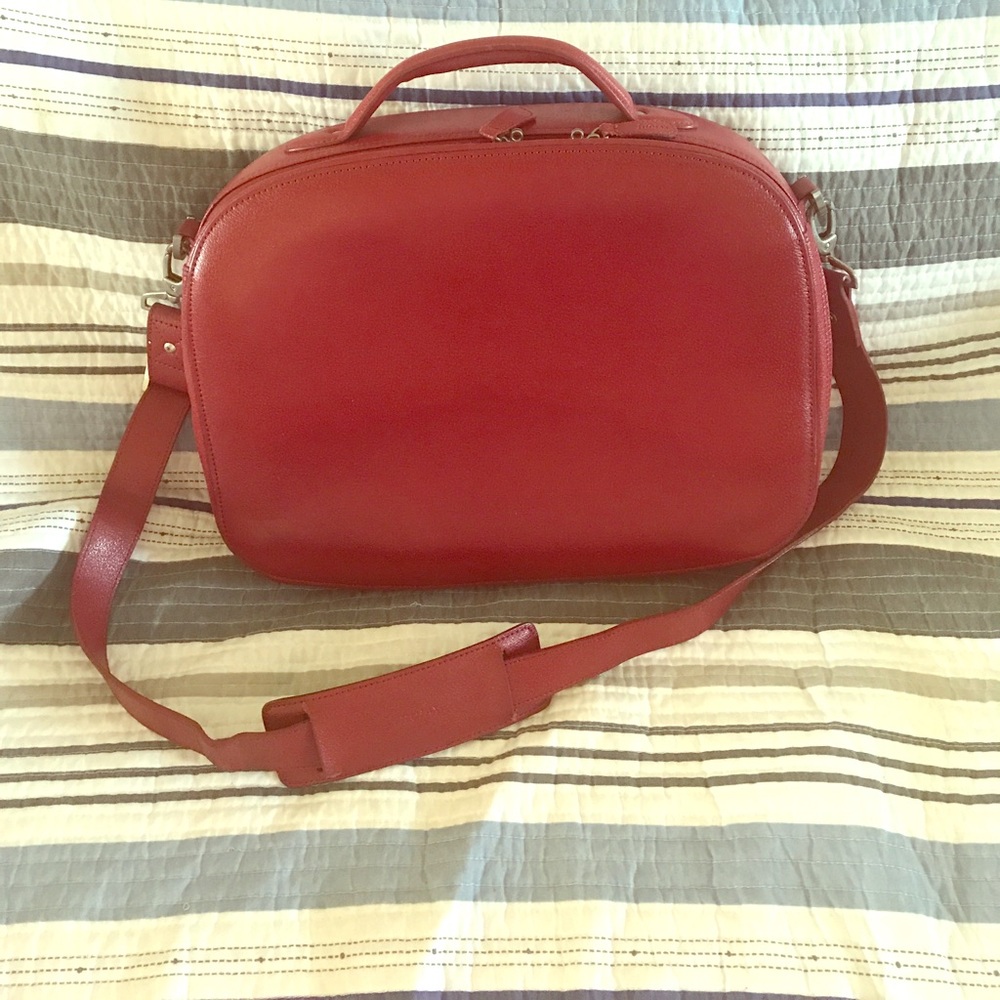 Filofax red leather briefcase