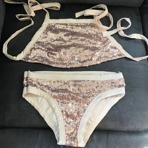 Sequin glitter gold halter bikini