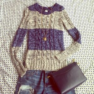 J. Crew Marled Cable Pullover in Stripe