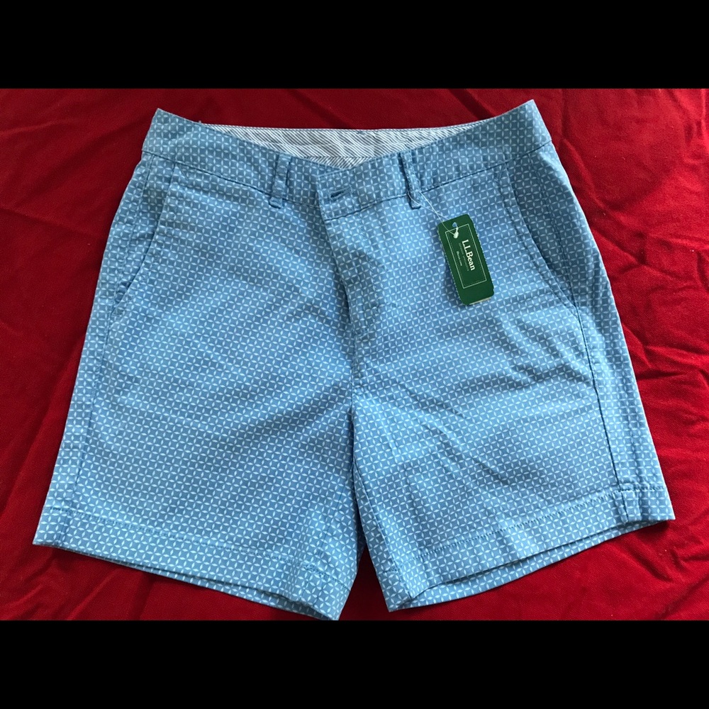 LLBean Washed Chino Shorts 6" Print = Sky Blue