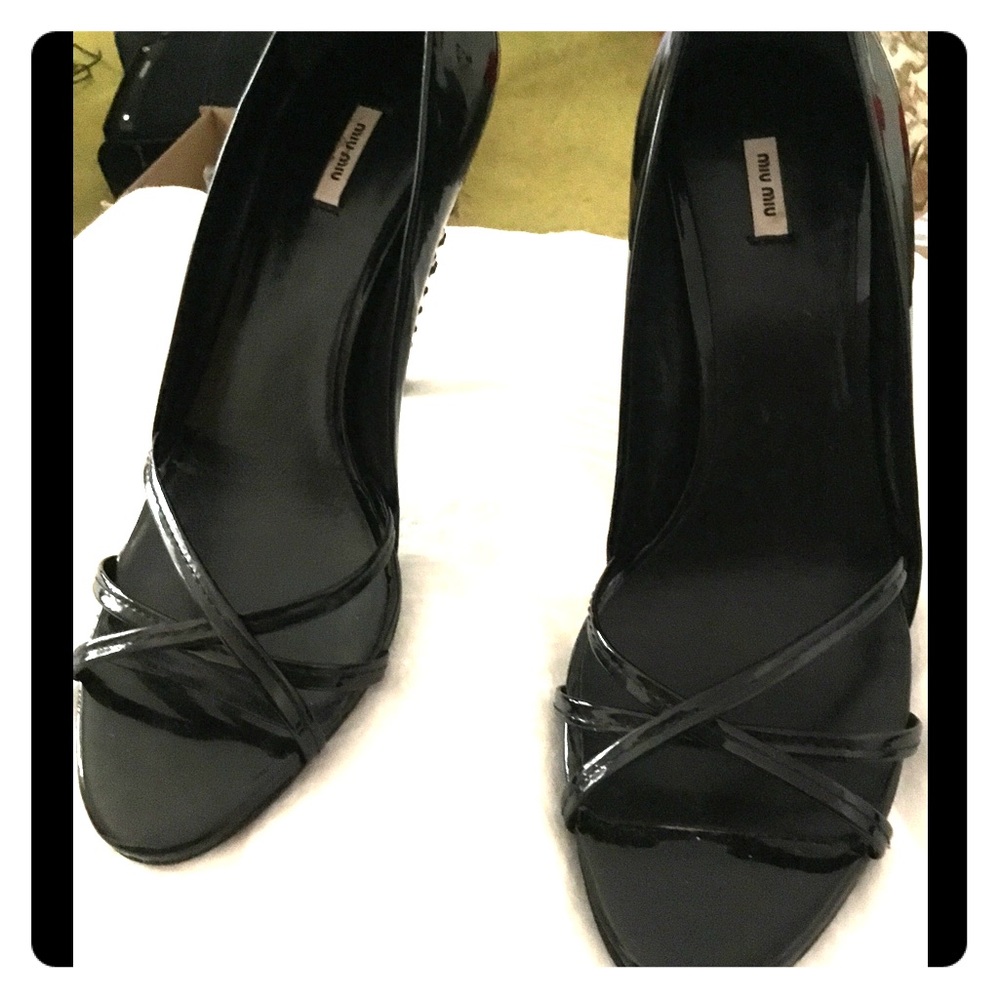 Miu Miu embellished patent leather pumps