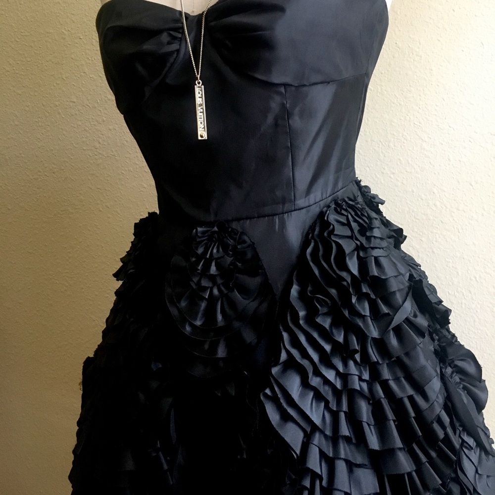 Betsey johnson strapless embellished black dress