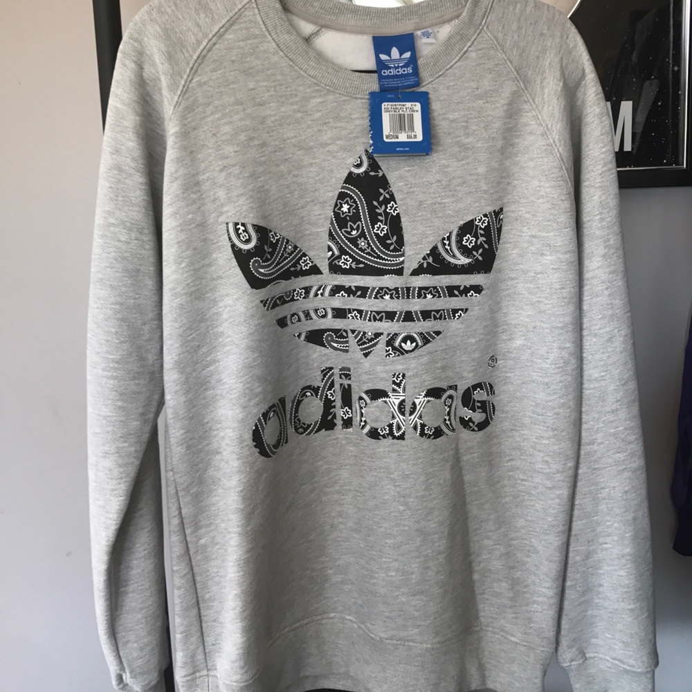 Adidas unisex paisley crew neck sweatshirt.