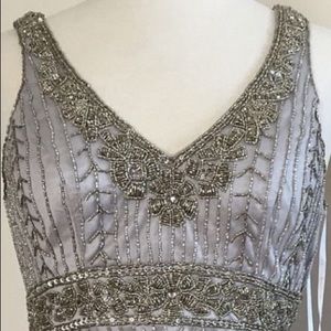 Sue Wong 1920's Platinum Beaded Cocktail dress