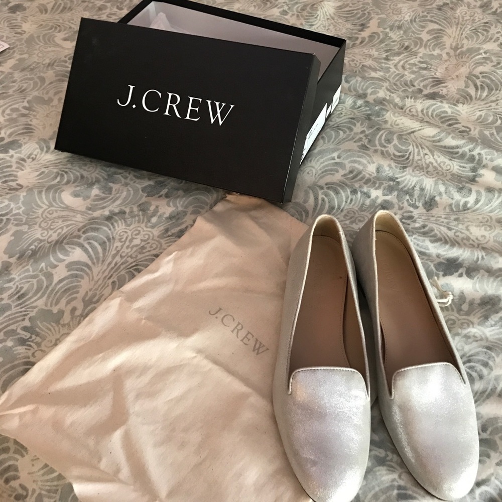 J crew metallic suede loafers
