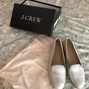 J crew metallic suede loafers