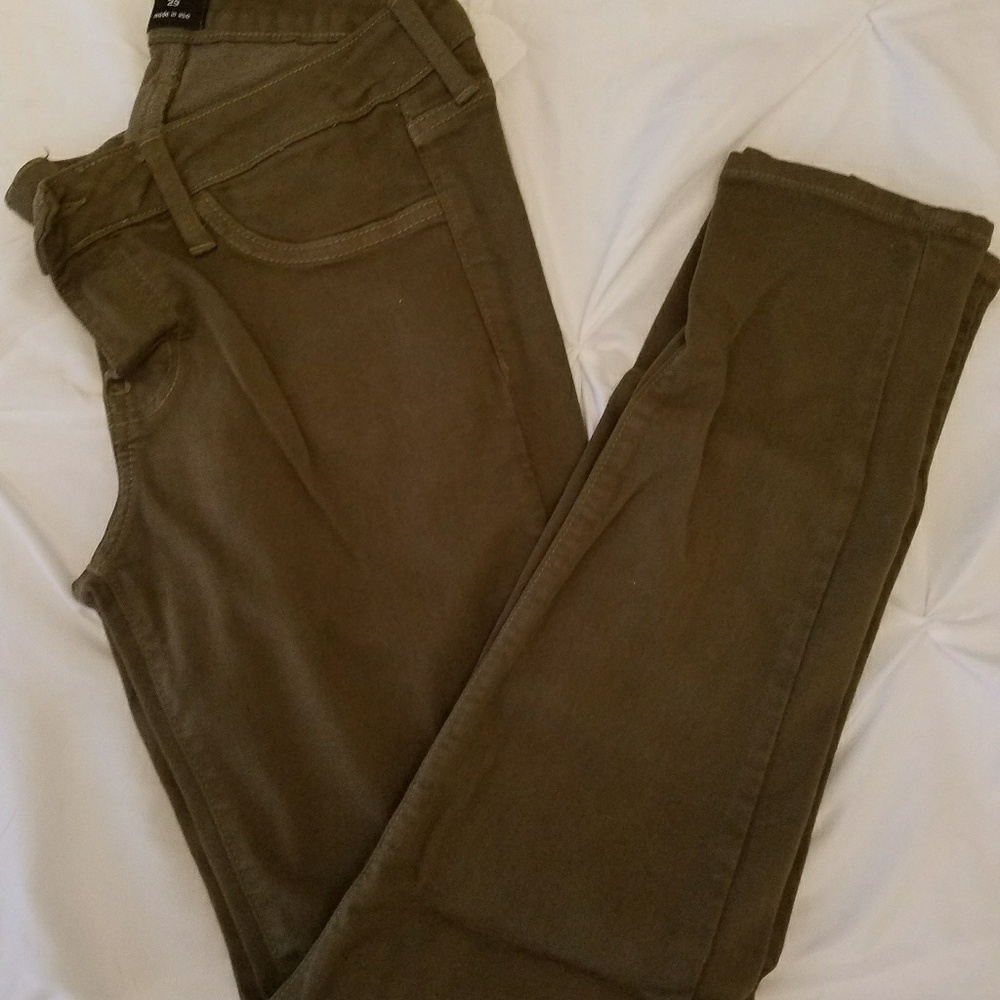 Olive green skinny jeans
