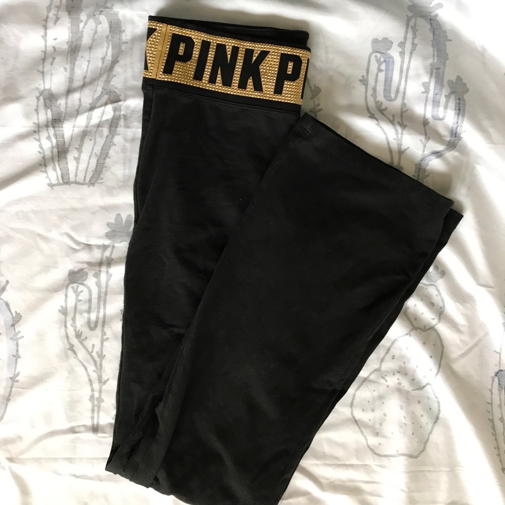 PINK Size M Black  & gold yoga pants