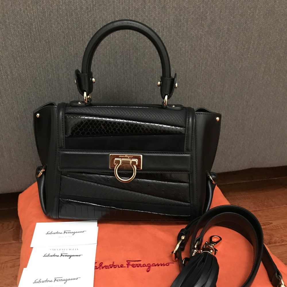 New Salvatore Ferragamo Sofia Leather Satchel