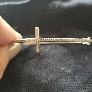 Diamond cross bangle  bracelet (zales) white gold
