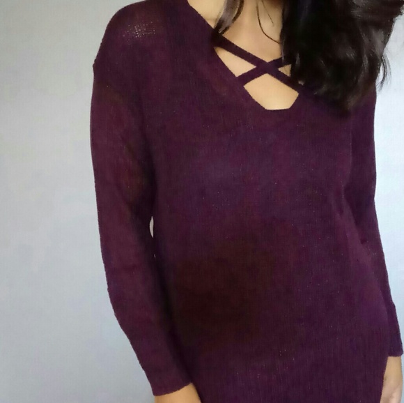 WINE CROSSFRONT SWEATER - Picture 2 of 5