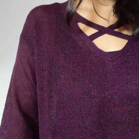 WINE CROSSFRONT SWEATER - Picture 4 of 5