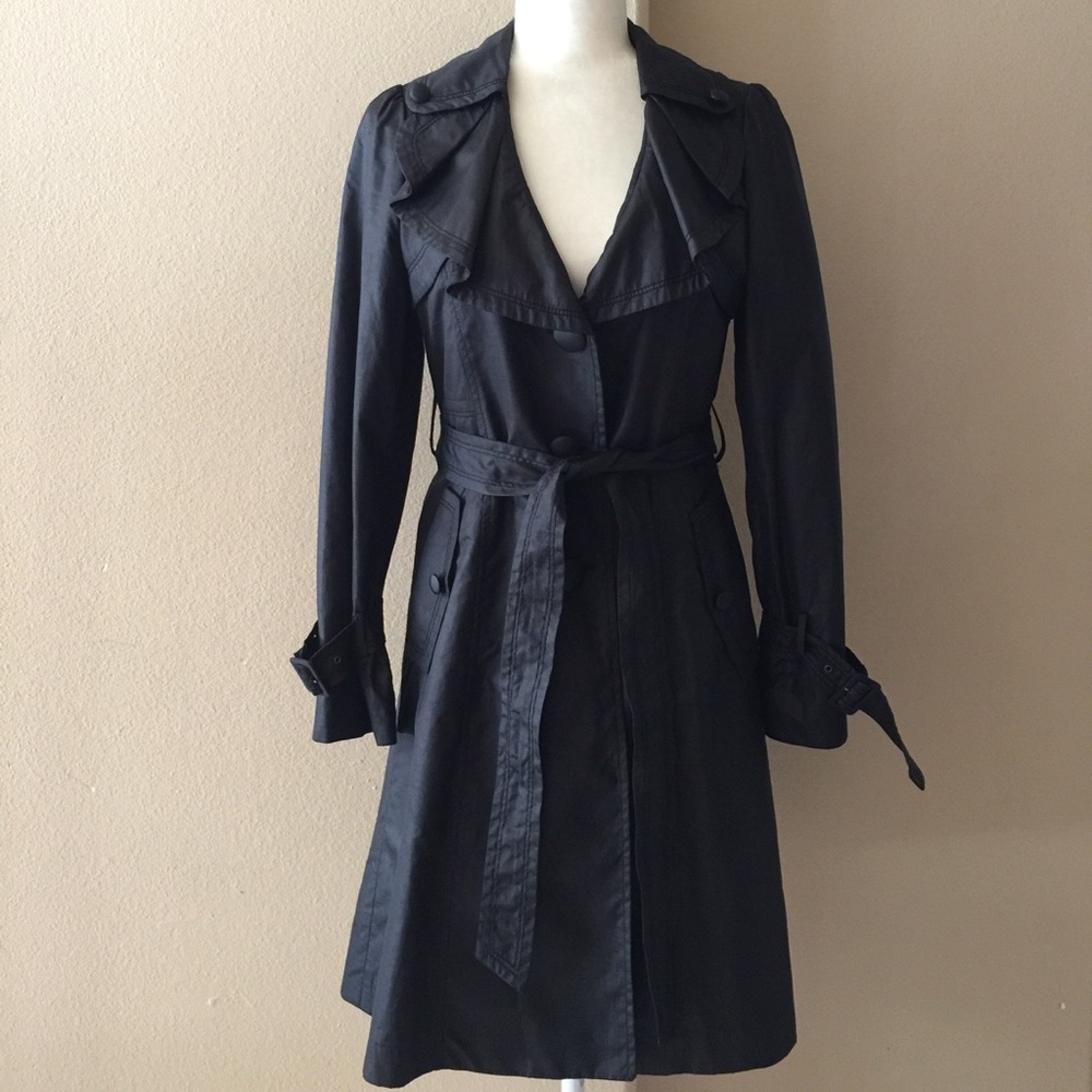 Joinus Feminine Pique Waxed Trench Coat Jacket