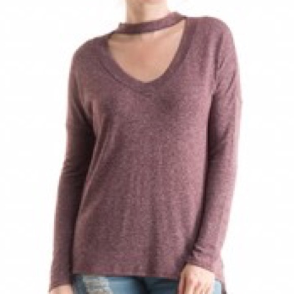 Mauve Long Sleeve Choker Top - Picture 2 of 3