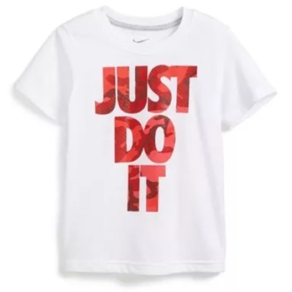 Nike Just Do It Toddler Red Camo Graphic Cotton T-Shirt White size 6