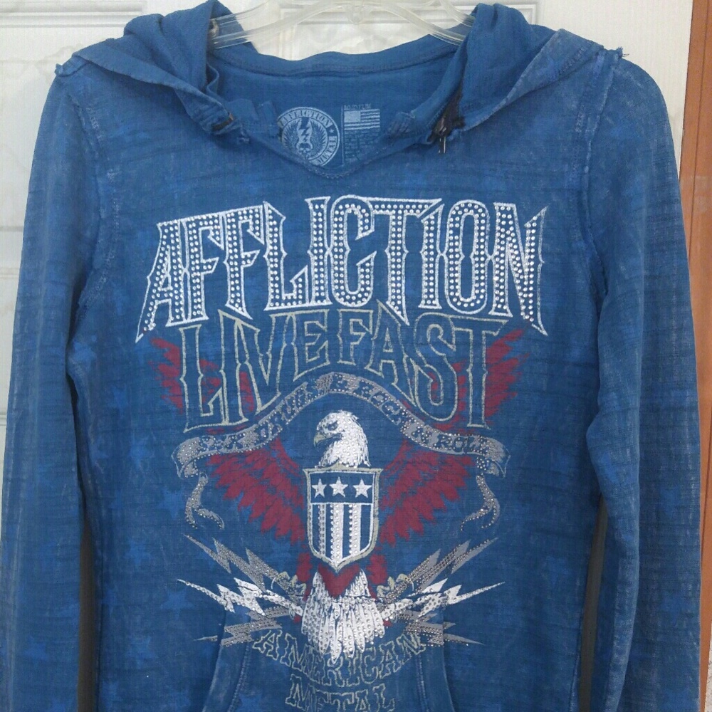 NWOT Affliction Long-Sleeve Hooded Shirt!!