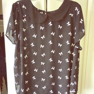 TORRID Black & White Bow Blouse